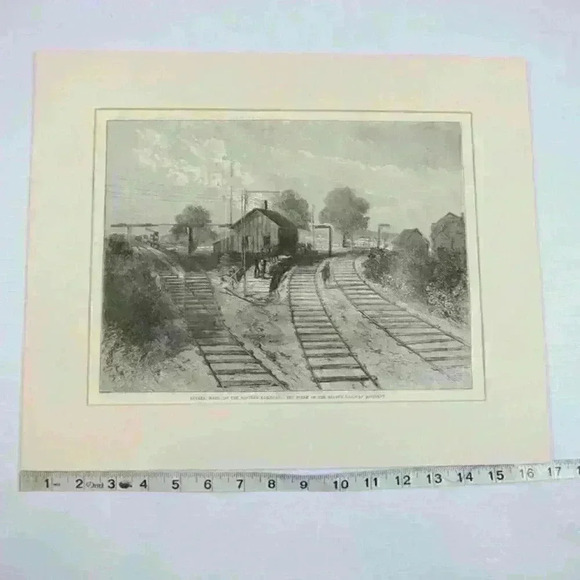 Art Print Revere Massachusetts Railroad Train Wreck Scene Antique 1871 RARE - Picture 11 of 12